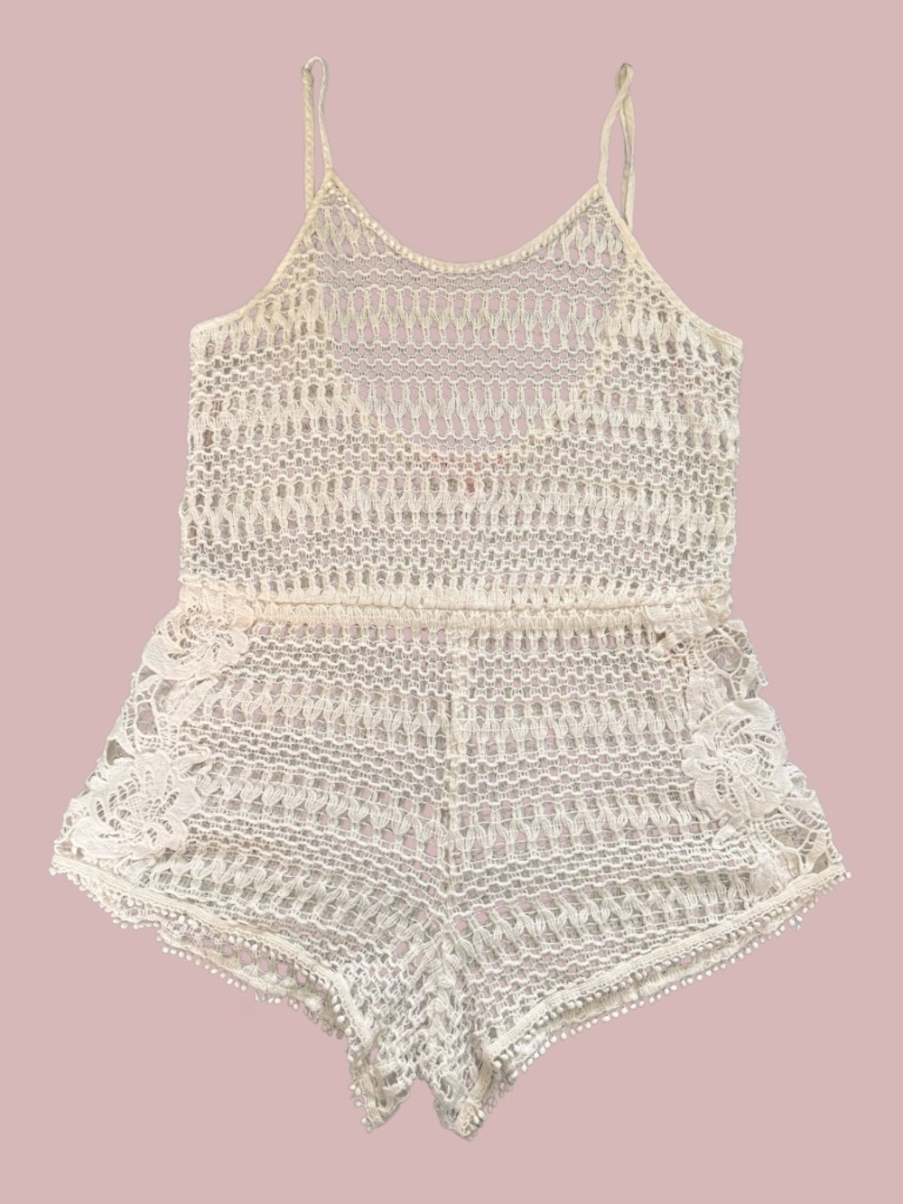 Victoria's Secret White Crochet Lace Romper Cover Up Size S
